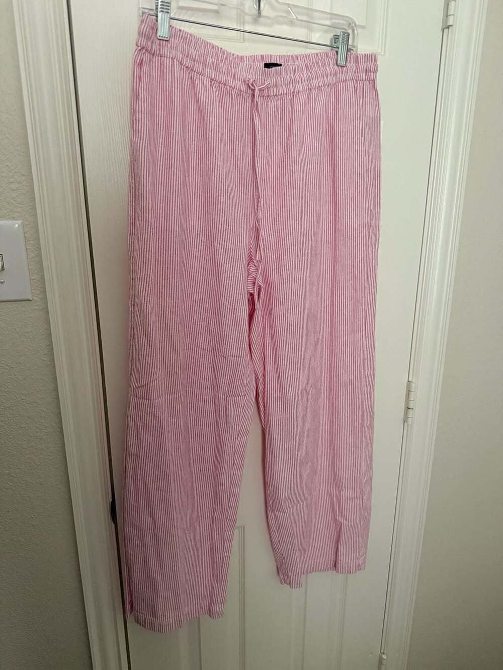 J.Crew Pink and White Striped Seersucker Drawstring Lounge Pants